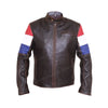 FJLM007 Men’s Dutch Netherland Flag Vintage Brown Genuine Cowhide Leather Jacket