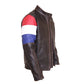 FJLM007 Men’s Dutch Netherland Flag Vintage Brown Genuine Cowhide Leather Jacket