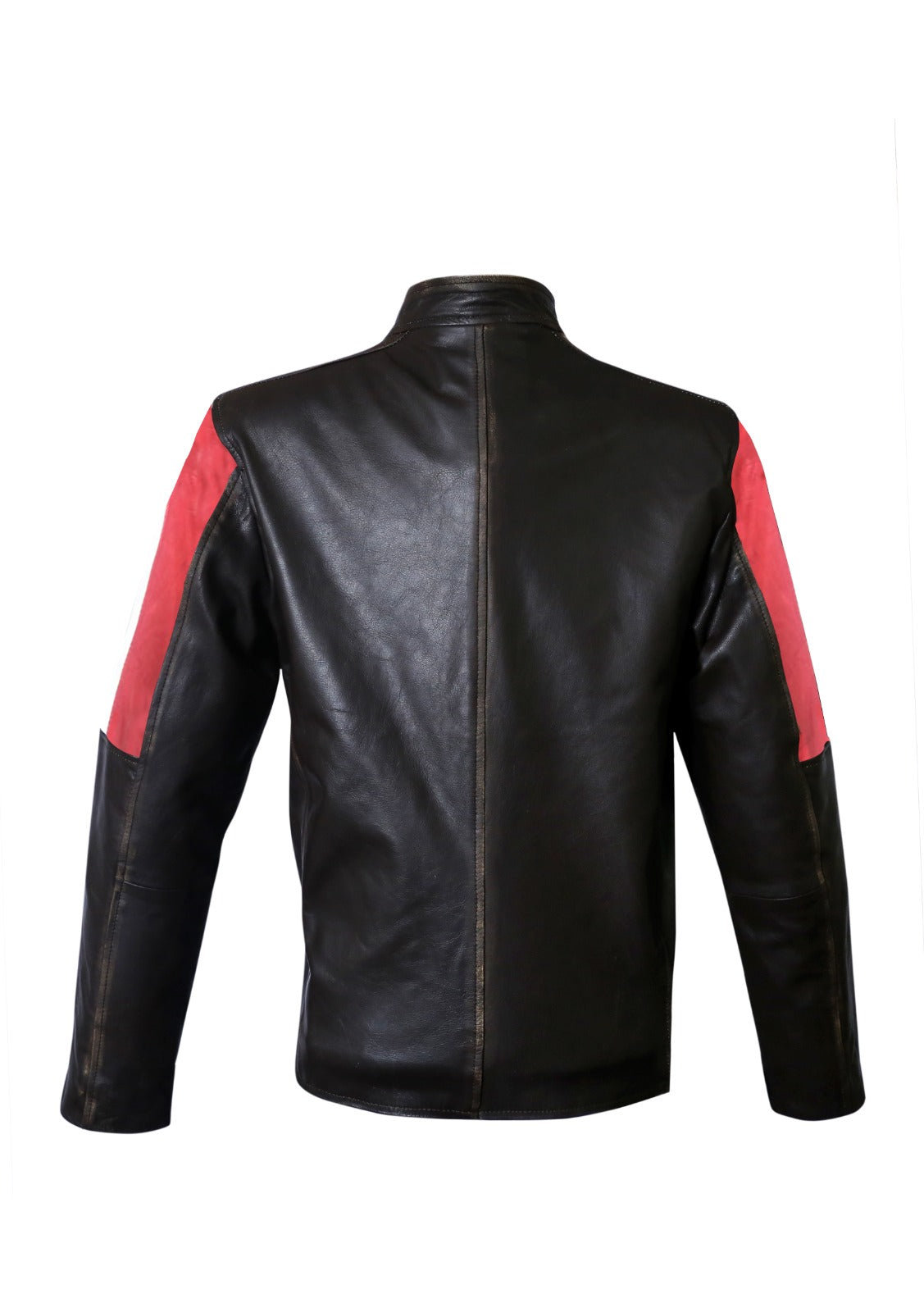 FJLM009 Men's Italian Flag Biker Leather Jacket with Racing Stripes
