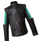 FJLM009 Men's Italian Flag Biker Leather Jacket with Racing Stripes