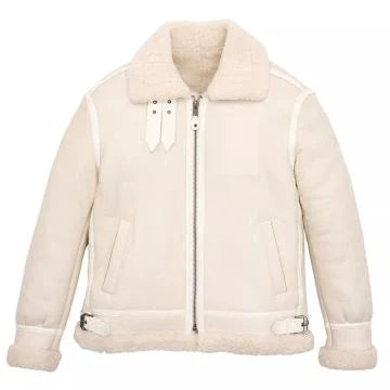 FJM0016 Men’s Classic Shearling Leather Jacket – Premium Fur Lining, Full Winter Coat, Timeless Biker Style Coat