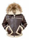 FJM0017 B3 Aviator Bomber Hooded Shearling Jacket (Men) | Genuine Sheepskin, Fur-Collared, Winter Ready Coat