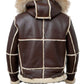 FJM0017 B3 Aviator Bomber Hooded Shearling Jacket (Men) | Genuine Sheepskin, Fur-Collared, Winter Ready Coat