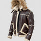 FJM0017 B3 Aviator Bomber Hooded Shearling Jacket (Men) | Genuine Sheepskin, Fur-Collared, Winter Ready Coat