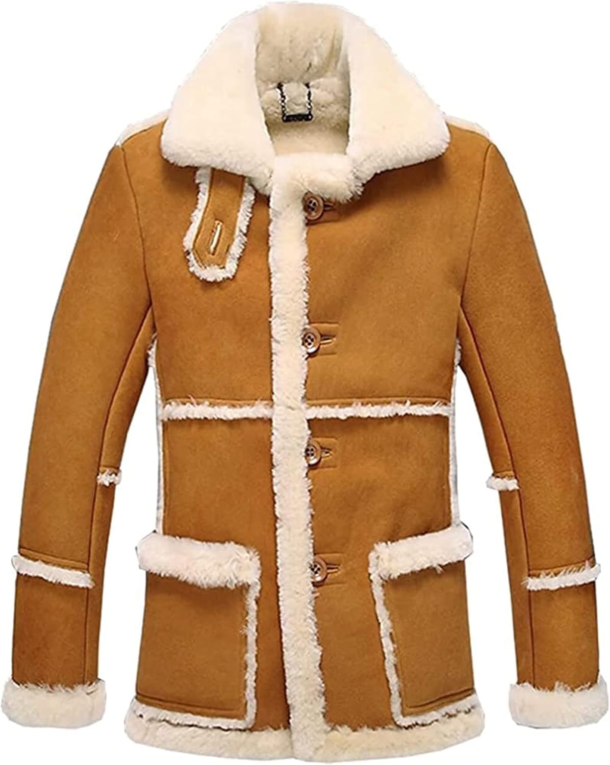 FJM0018 Vintage Men’s Shearling Leather Jacket | Classic Winter-Ready Fur-Lined Coat