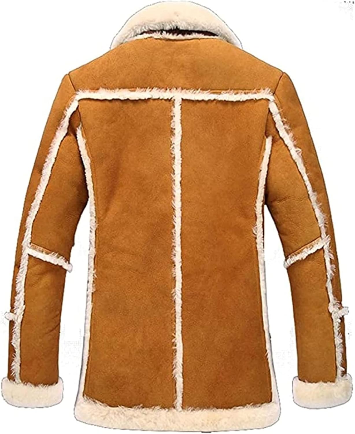 FJM0018 Vintage Men’s Shearling Leather Jacket | Classic Winter-Ready Fur-Lined Coat