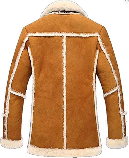 FJM0018 Vintage Men’s Shearling Leather Jacket | Classic Winter-Ready Fur-Lined Coat