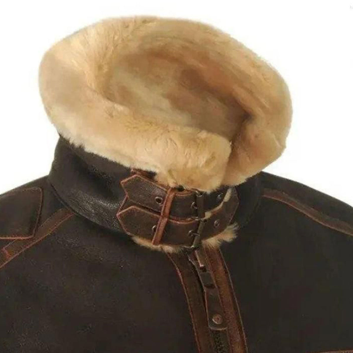 FJM0026 Men’s Soler Madrid Maverick Pilot Leather Jacket – Premium Pilot Bomber with Inner Real Fur Lining Coat