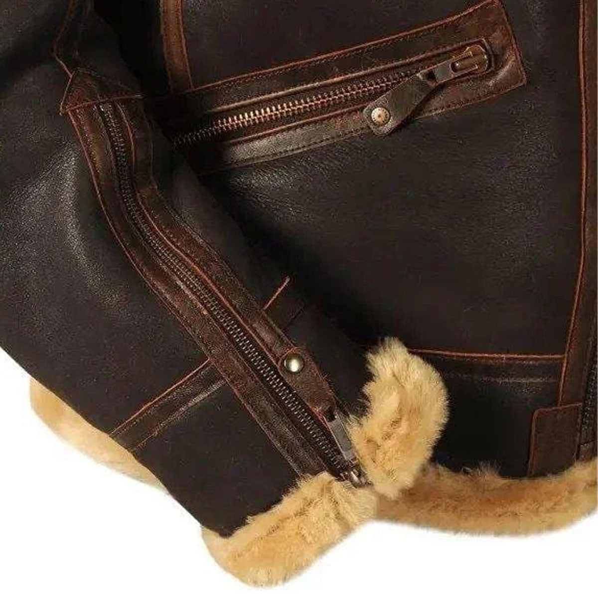 FJM0026 Men’s Soler Madrid Maverick Pilot Leather Jacket – Premium Pilot Bomber with Inner Real Fur Lining Coat