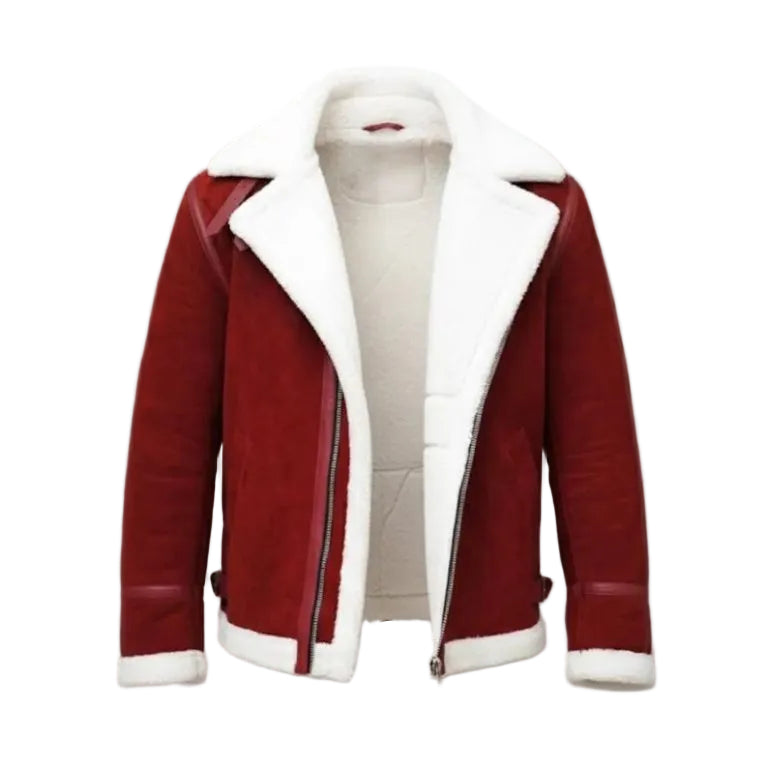 FJM0027 Men’s Shearling Leather Jacket Inspired By Ryan Reynolds Spirited – Suede Winter Jacket with Fur Lining