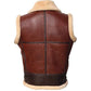 FJM0005 Men’s Brown Real Shearling Fur Bomber jacket-Leather Vest – Winter WW11 B3 Signature Biker Classic Coat