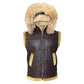 FJM003 B3 RAF Hooded Brown Shearling Fur Lined Genuine Leather Vest – Winter