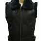 FJM0006 Men’s Black B3 Bomber Vest – Premium Aviator Style with Soft Real Fur Lining, Collared Neckline, Urban Outerwear Jacket