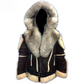 FJM005 Men’s Warm Hooded Brown Leather Jacket with Real Fur Shearling Inner