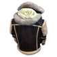 FJM005 Men’s Warm Hooded Brown Leather Jacket with Real Fur Shearling Inner