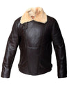 FJM0009 Premium Brown Fur-Lined Bomber Wool Real Shearling Jacket – Real Leather Cross-Style Winter Wear Coat