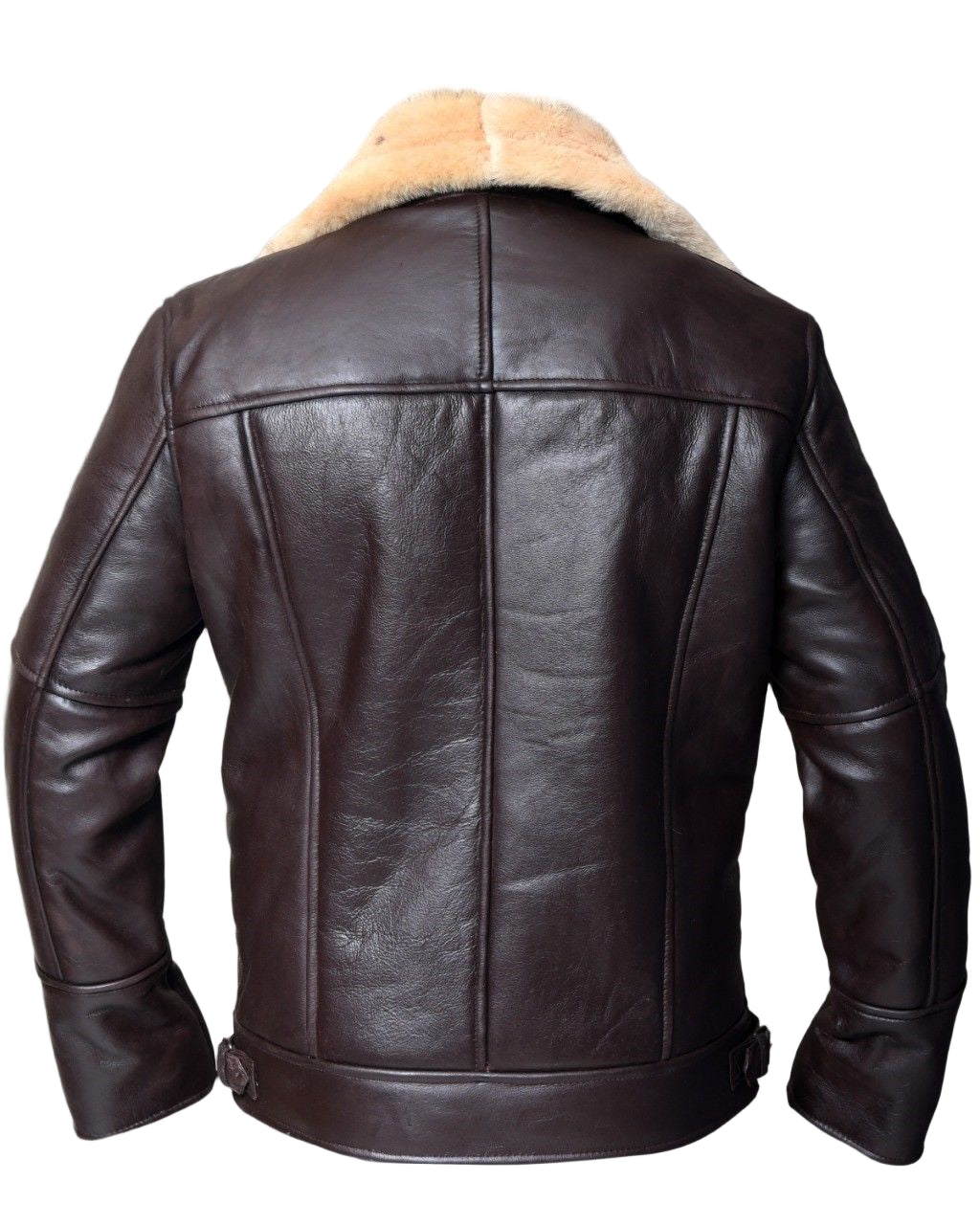 FJM0009 Premium Brown Fur-Lined Bomber Wool Real Shearling Jacket – Real Leather Cross-Style Winter Wear Coat