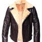 FJM0009 Premium Brown Fur-Lined Bomber Wool Real Shearling Jacket – Real Leather Cross-Style Winter Wear Coat
