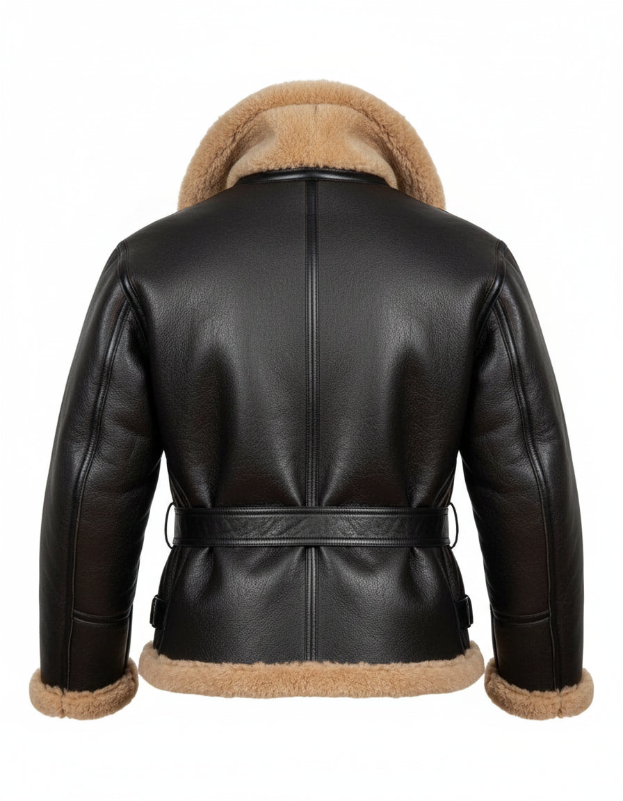 FJM0011 Men’s Brown RAF WW11 Aviator Jacket – Soft Fur-Style Lining, Premium Finish & Classic Biker B-3 Design