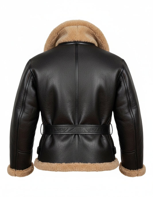 FJM0011 Men’s Brown RAF WW11 Aviator Jacket – Soft Fur-Style Lining, Premium Finish & Classic Biker B-3 Design