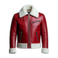 FJM0012 Men’s Red Aviator Bomber Jacket with Plush Fur Collar & Inner Lining – Winter Warm Stylish Outerwear
