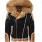 FJM0014 Men's Jordan Craig El Jefe Moto Racer Jacket – Black Coffee ‑Real Shearling Fur Biker Coat