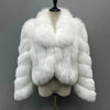 FJF0001 Luxurious Plush White Fox-Fur Cropped Coat – Soft, Fluffy Winter Outerwear for Chic & Cozy Style Coat