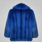 FJF0004 Women's Sapphire Sky Blue Fox Fur Jacket – Plush Winter Luxe Jacket for Bold Elegance Coat