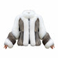 FJF0005 Women's Fox Fur Jacket, Slim fit Short White-Silver Fox Fur Jacket, Warm Cozy Outerwear for Parties & Everyday Fashion