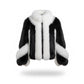FJF0006 Women’s Luxury Black & White Fox Fur-Style Winter Jacket – Premium Short-Length Fashion Jacket