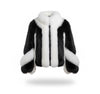 FJF0006 Women’s Luxury Black & White Fox Fur-Style Winter Jacket – Premium Short-Length Fashion Jacket