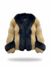 FJF0007 Women’s Luxury Black & Brown Fox Fur-Winter Jacket – Premium Short-Length Fashion Jacket
