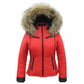 FPJ0002 Women’s Premium Insulated Ski Jacket with Luxe Faux-Fur Hood – Warm Winter Snow Jacket in White, Red & Black