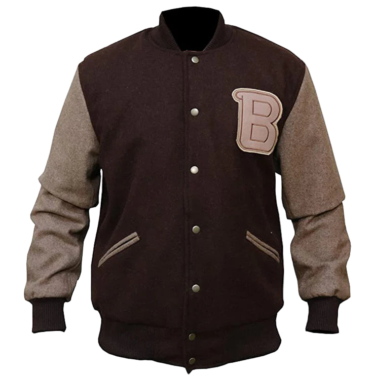 DJM0010 Men's Hotline Miami “B” Logo Varsity Denim & Wool Bomber Jacket – Premium Streetwear