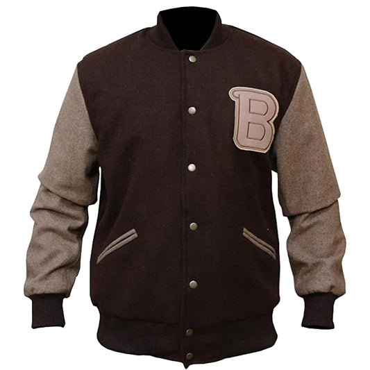 DJM0010 Men's Hotline Miami “B” Logo Varsity Denim & Wool Bomber Jacket – Premium Streetwear