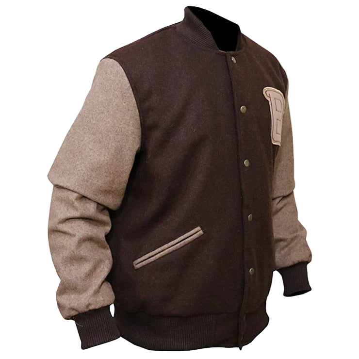 DJM0010 Men's Hotline Miami “B” Logo Varsity Denim & Wool Bomber Jacket – Premium Streetwear