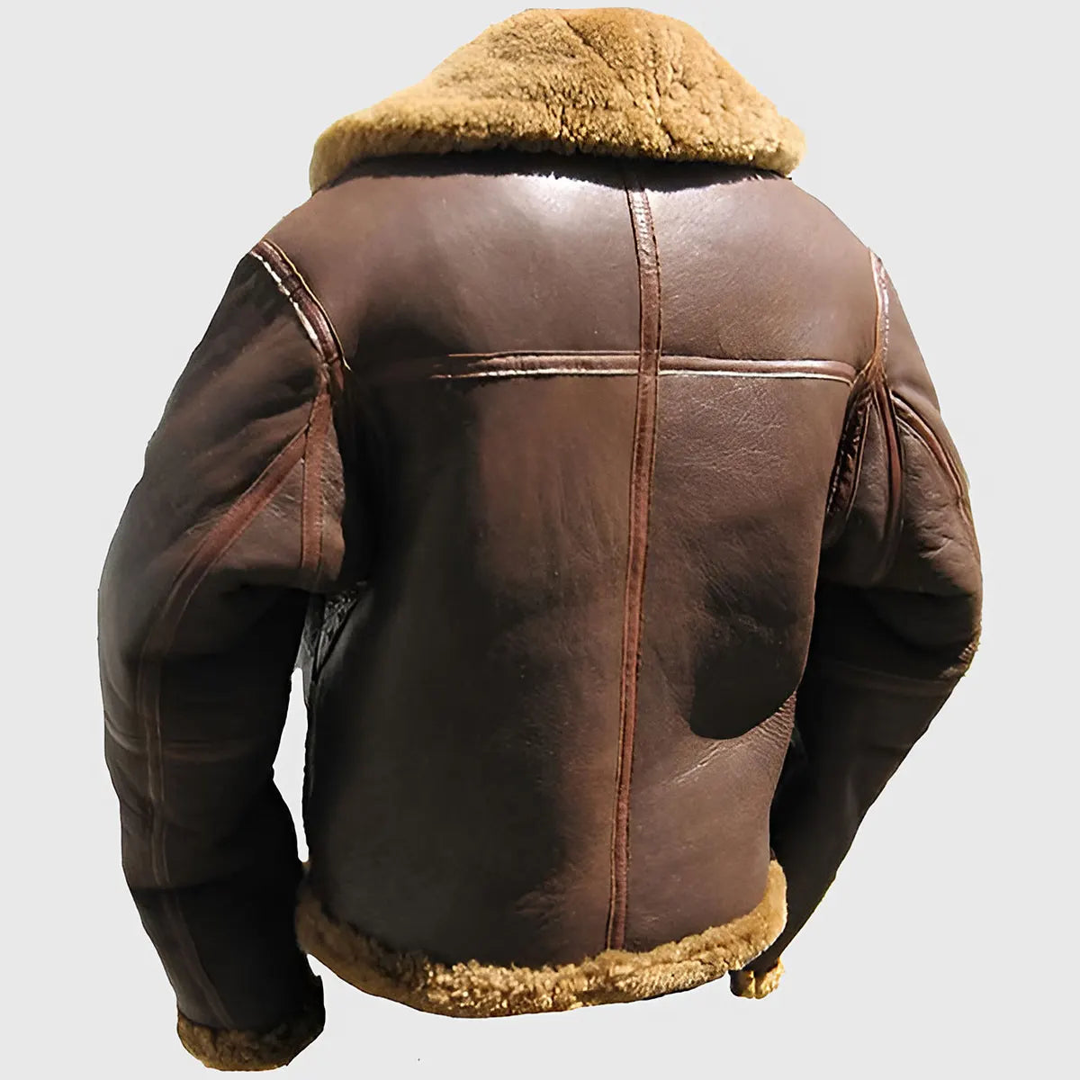 FJM0023 Men’s Classic B-3 Bomber Jacket – Premium Brown Finish, Warm Fur Lining & Timeless Aviator Style