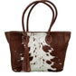 WB003 Women’s Brown Cowhide Leather Tote Bag – Handmade Distressed Western Shoulder Bag
