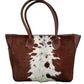 WB003 Women’s Brown Cowhide Leather Tote Bag – Handmade Distressed Western Shoulder Bag