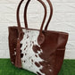 WB003 Women’s Brown Cowhide Leather Tote Bag – Handmade Distressed Western Shoulder Bag