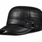 LC0002 Men’s Winter Ear-Flap Hat – Dark Brown & Black Insulated Leather-Look Cold Weather Cap