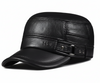 LC0002 Men’s Winter Ear-Flap Hat – Dark Brown & Black Insulated Leather-Look Cold Weather Cap