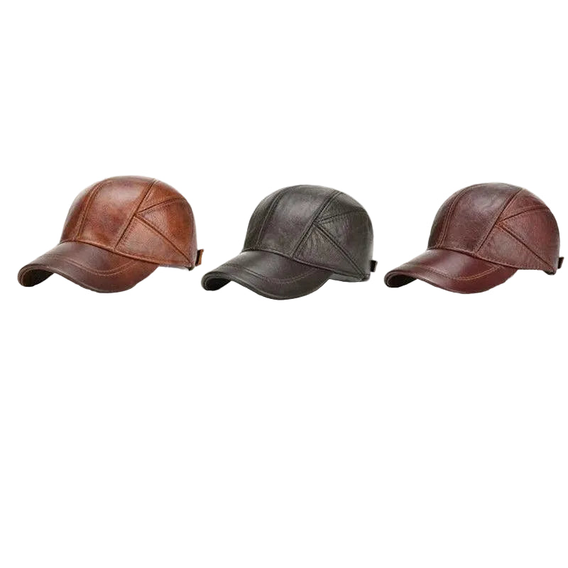 LC0003 Men’s Winter Thermal Leather-Finish Caps – Foldable Ear Protection | 3 Premium Colors