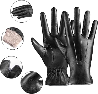 LG0002 Men's & Women’s Winter Leather Gloves – Warm Lined Touchscreen Driving & Fashion Gloves