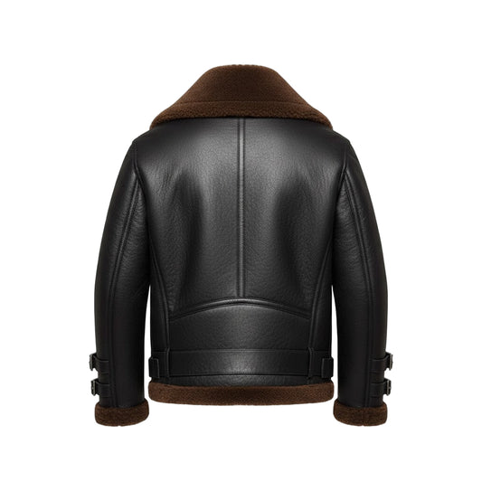 LJF0019 Women’s Real Leather RAF-B3 Aviator Jacket – Vintage Pilot Bomber Coat, Shearling Lined, Winter Outerwear