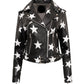 LJF0021 Women’s Plus Size Star Print Leather Biker Jacket | Premium Real Leather Motorcycle Jacket