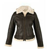 LJF0022 Women’s Premium Dark Brown Leather Jacket – Luxury Plush-Collar Winter Outerwear | Elegant Warmth & Timeless Style