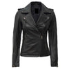 LJF0023 Women’s Classic Black Biker Leather Jacket – Timeless Moto Style Real Leather Outerwear