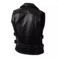 LJM002 Men’s Sleeveless Biker Leather Vest – Premium Black Motorcycle Style Jacket