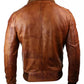 LJM006 Men’s Brown Shearling Collar Leather Bomber Jacket – Genuine Vintage Real Leather Coat